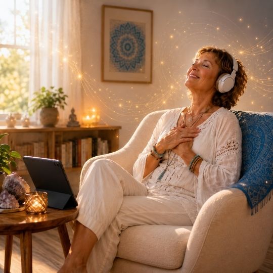 woman-headphones-hands-on-heart-rewire-for-joy-heal-anxiety-activate-the-voice-positive-neuroplasticity-square-opt